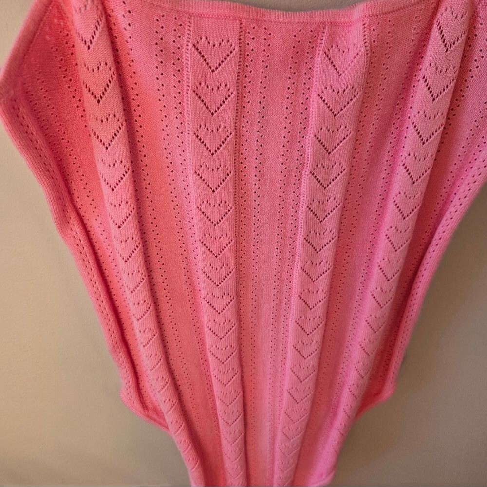 NWT Victoria's Secret Heart Pointelle Knit Bodysuit - Pink XL
